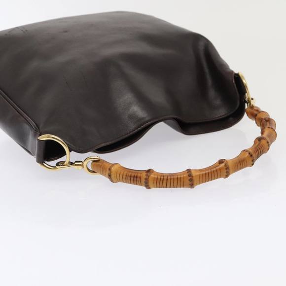 GUCCI Bamboo Hand Bag Leather 2way Brown Gold 001 1638 200047 Auth 89710 - Picture 7 of 16